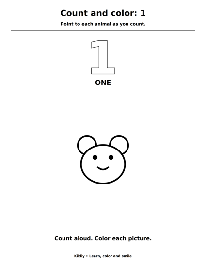 Count and color: 1 printable coloring sheet