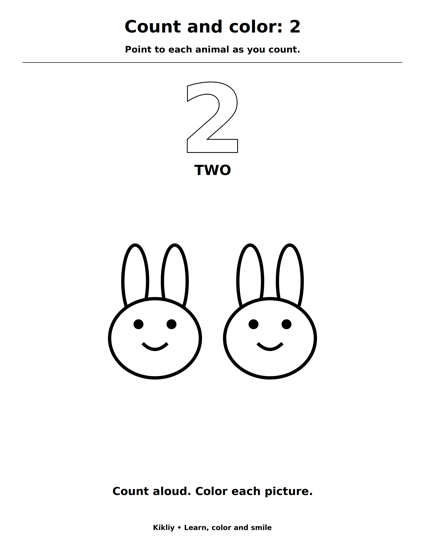 Count and color: 2 printable coloring sheet
