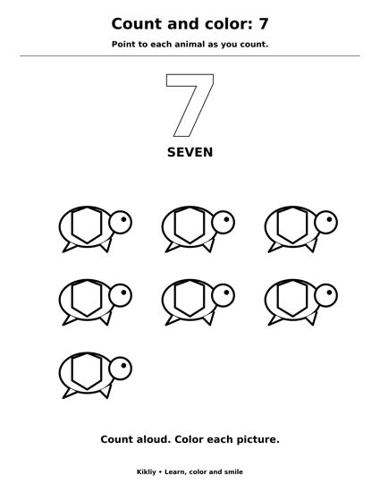 Count and color: 7 printable coloring sheet