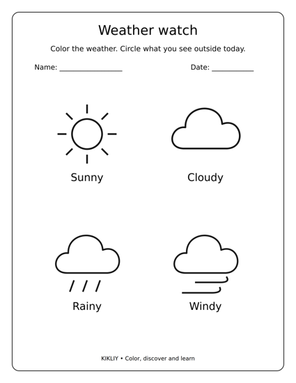 Weather watch printable coloring sheet
