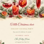 Christmas Cheers Holiday Cocktail Invitation with stylish script and serif event wording
