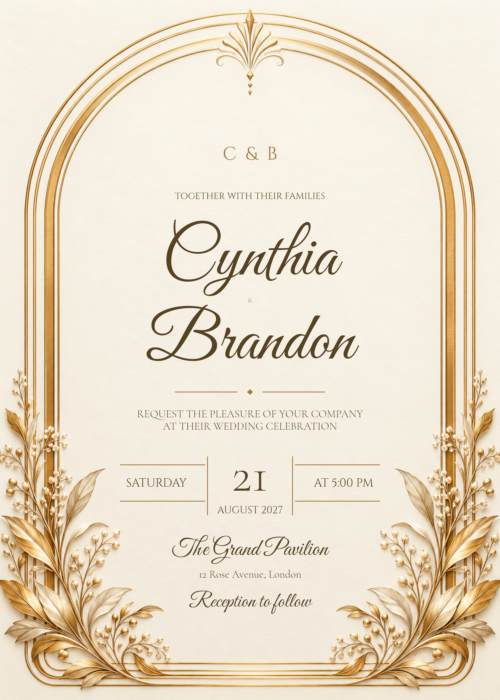 Arch Shape Wedding Invitation featuring Cynthia and Brandon