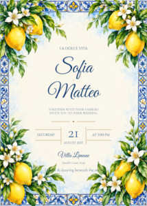 Italian Summer Wedding Invitation featuring Sofia and Matteo
