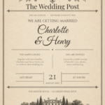 Vintage Newspaper Wedding Invitation featuring Charlotte and Henry