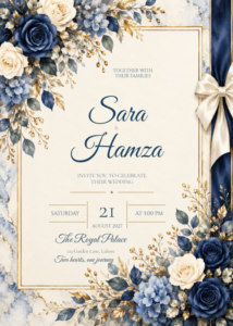 Watercolor Floral Wedding Invitation featuring Sara and Hamza