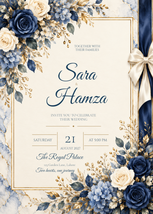 Watercolor Floral Wedding Invitation featuring Sara and Hamza