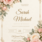 Blush Pink Rose Wedding Invitation featuring Sarah and Michael