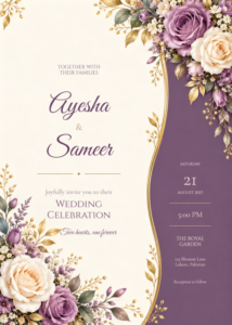 Pastel Floral Wedding Invitation featuring Ayesha and Sameer
