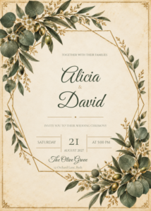 Vintage Botanical Wedding Invitation featuring Alicia and David