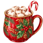 Christmas Hot Chocolate watercolor illustration on transparent background