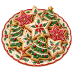 Christmas Cookie Plate watercolor illustration on transparent background