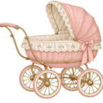 Pink Vintage Baby Pram pink watercolor baby girl shower clipart