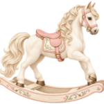Pink Rocking Horse pink watercolor baby girl shower clipart