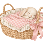 Baby Bunny Bassinet pink watercolor baby girl shower clipart