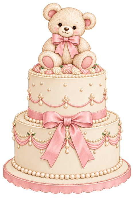 Baby Girl Shower Cake pink watercolor baby girl shower clipart