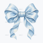 Blue Coquette Bow watercolor clipart on a transparent background