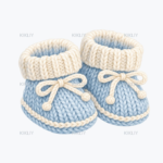 Blue Knitted Baby Booties watercolor clipart on a transparent background