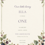 Blackberry Meadow watercolor birthday invitation with soft berry artwork and editable sample text.