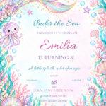 Opal Reef Celebration birthday invitation with editable sample text.