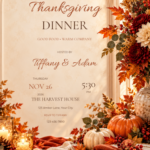 Amber Evening autumn Thanksgiving invitation with editable event details.