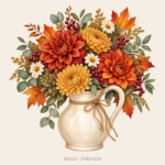 Autumn Bouquet watercolor Thanksgiving illustration with transparent background