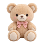 Honey Teddy Bear Plush cute fluffy plush clipart with transparent background