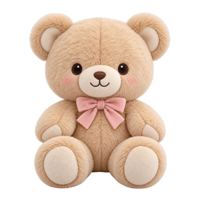 Honey Teddy Bear Plush cute fluffy plush clipart with transparent background