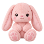 Blush Bunny Plush cute fluffy plush clipart with transparent background