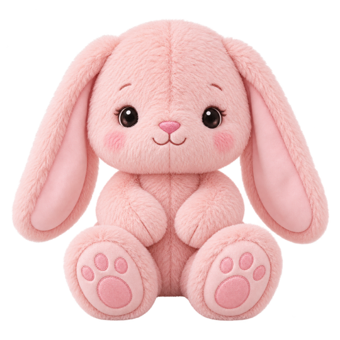 Blush Bunny Plush cute fluffy plush clipart with transparent background