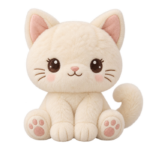 Cream Kitten Plush cute fluffy plush clipart with transparent background