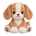 Caramel Puppy Plush cute fluffy plush clipart with transparent background