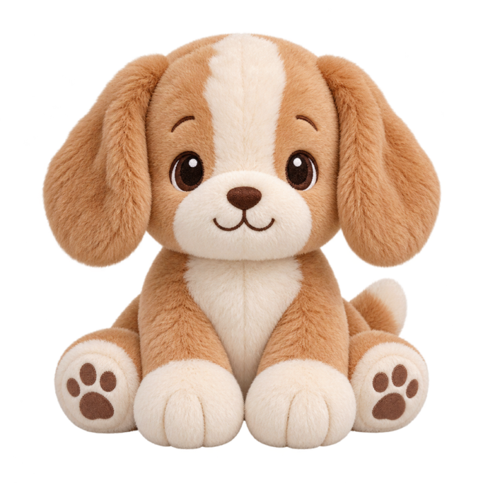 Caramel Puppy Plush cute fluffy plush clipart with transparent background