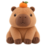Cozy Capybara Plush cute fluffy plush clipart with transparent background