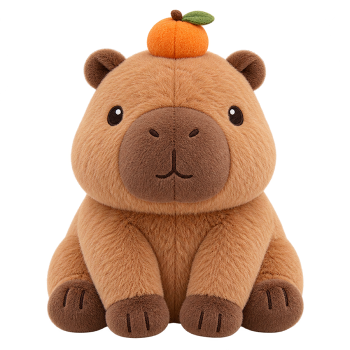 Cozy Capybara Plush cute fluffy plush clipart with transparent background