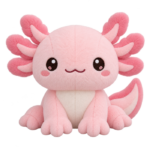 Pink Axolotl Plush cute fluffy plush clipart with transparent background