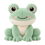 Mint Frog Plush cute fluffy plush clipart with transparent background