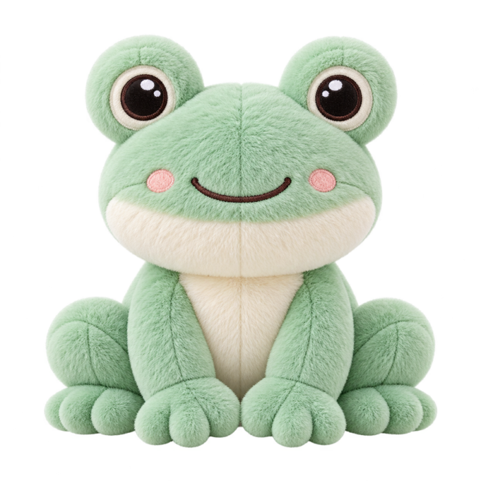 Mint Frog Plush cute fluffy plush clipart with transparent background