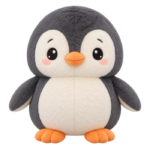 Baby Penguin Plush cute fluffy plush clipart with transparent background