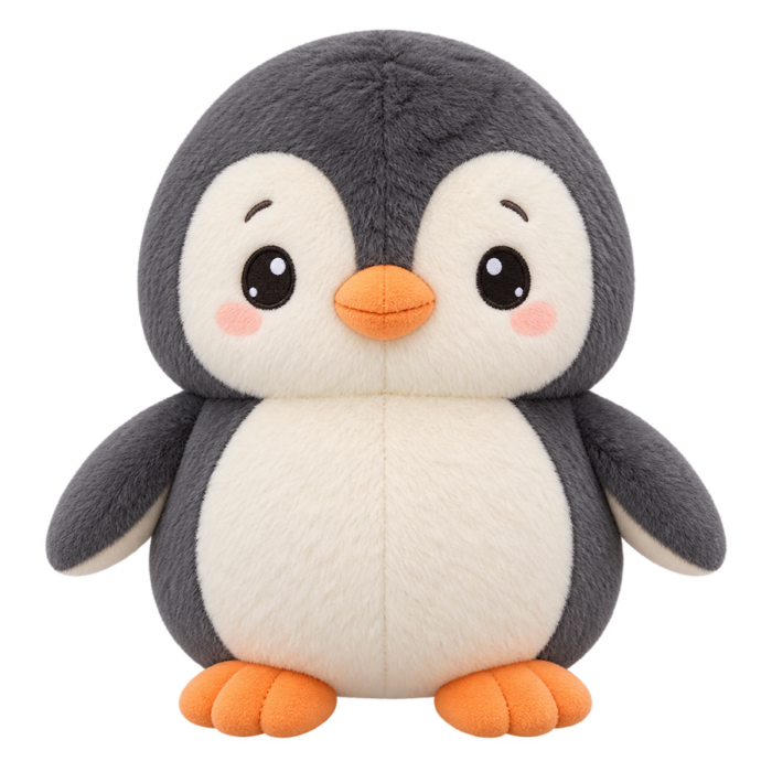 Baby Penguin Plush cute fluffy plush clipart with transparent background