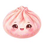 Blush Pink Round Dumpling kawaii glitter clipart with transparent background
