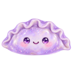 Lavender Crescent Dumpling kawaii glitter clipart with transparent background