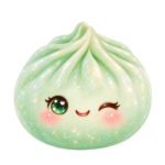 Mint Pearl Dumpling kawaii glitter clipart with transparent background