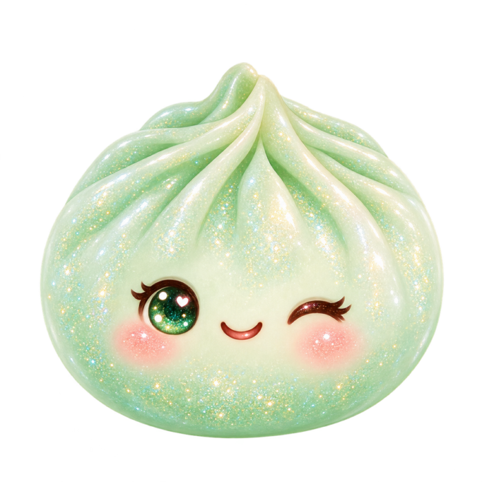 Mint Pearl Dumpling kawaii glitter clipart with transparent background