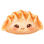 Peach Folded Dumpling kawaii glitter clipart with transparent background