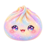 Rainbow Glitter Dumpling kawaii glitter clipart with transparent background