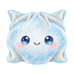 Blue Pillow Dumpling kawaii glitter clipart with transparent background