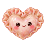 Rose Heart Dumpling kawaii glitter clipart with transparent background