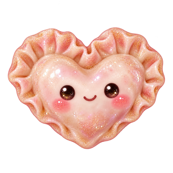 Rose Heart Dumpling kawaii glitter clipart with transparent background