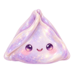 Lilac Pyramid Dumpling kawaii glitter clipart with transparent background