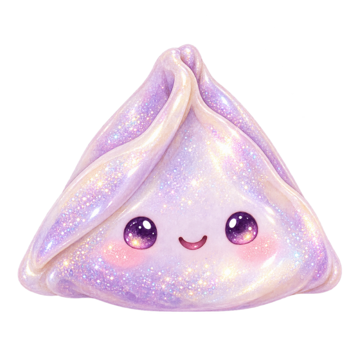 Lilac Pyramid Dumpling kawaii glitter clipart with transparent background